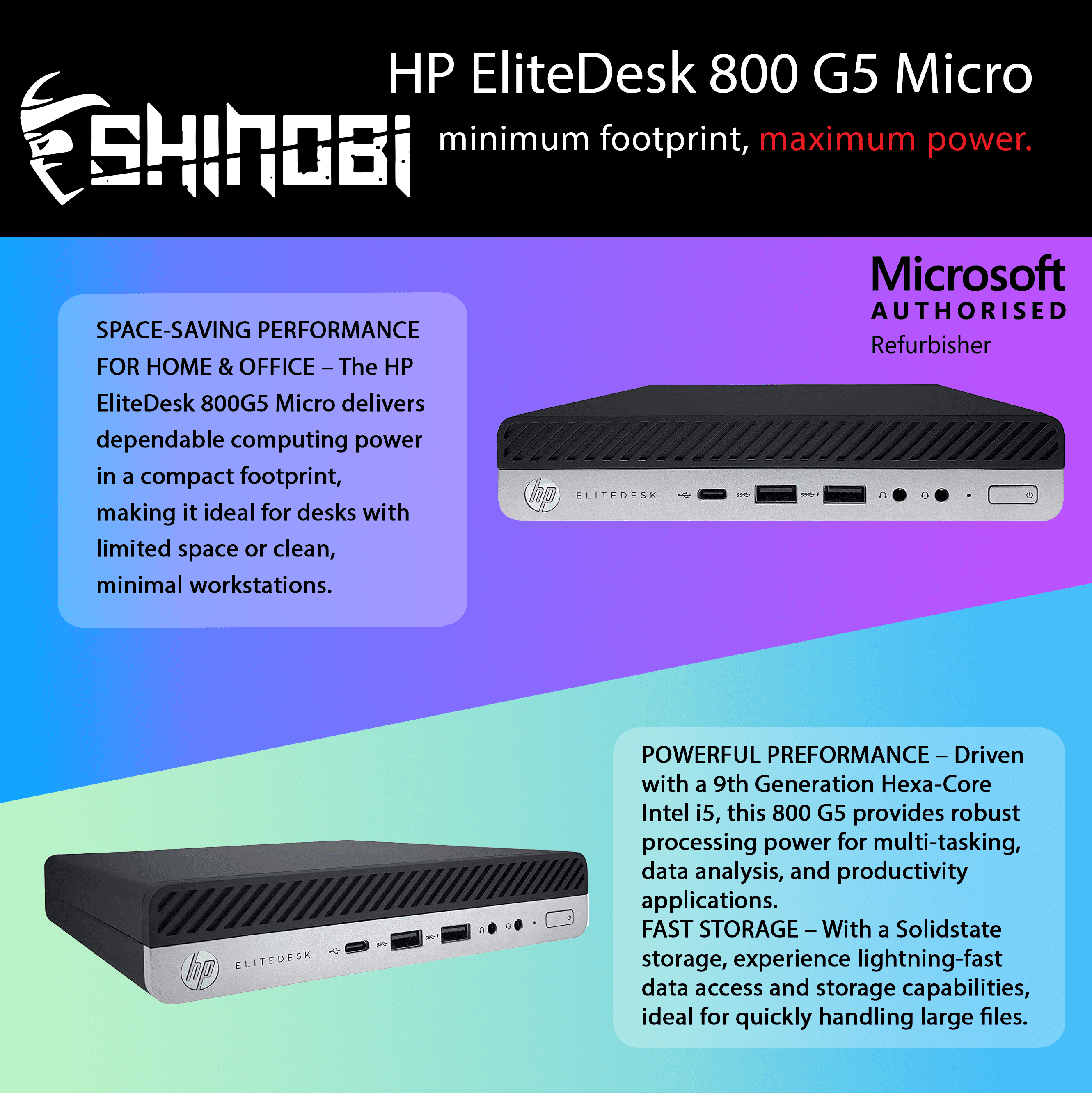 Restored HP EliteDesk 800 G5 Mini PC | Intel Core i5-9500T | 8GB RAM | 256GB SSD | Wi-Fi+ BT | Windows 11 Pro | Mini Desktop Computer (Refurbished)