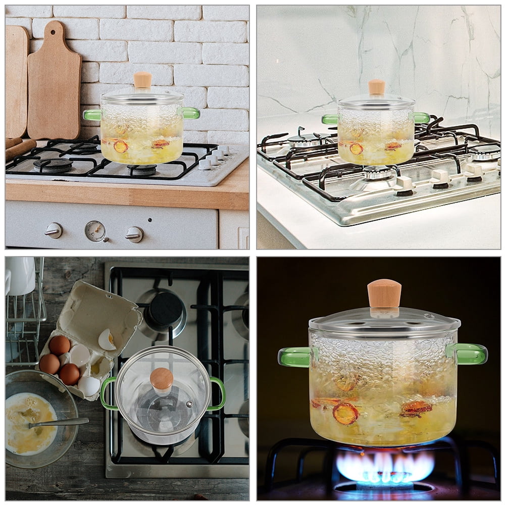 The Ramen Pot Pot for Soup Glass Saucepan Gas Stoves Instant Noodle Pot Glass Wooden