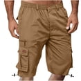 thumbnail image 2 of Eryao Men's Big and Tall Cargo Shorts with Multiple Pockets Casual Elastic Waist Knee Length Shorts Summer Outdoor Hiking Bermuda Shorts,Khaki,XXXL, 2 of 6