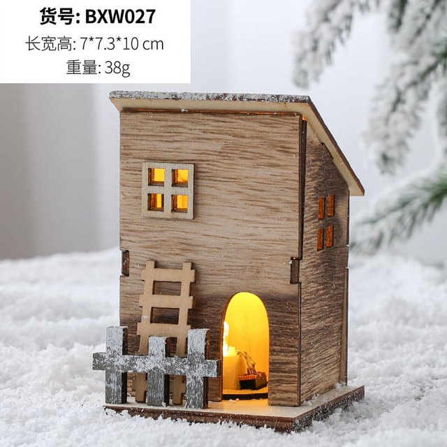 Decoración navideña de madera para casa pequeña, casa de madera nórdica ins, decoración navideña para árbol de Navidad