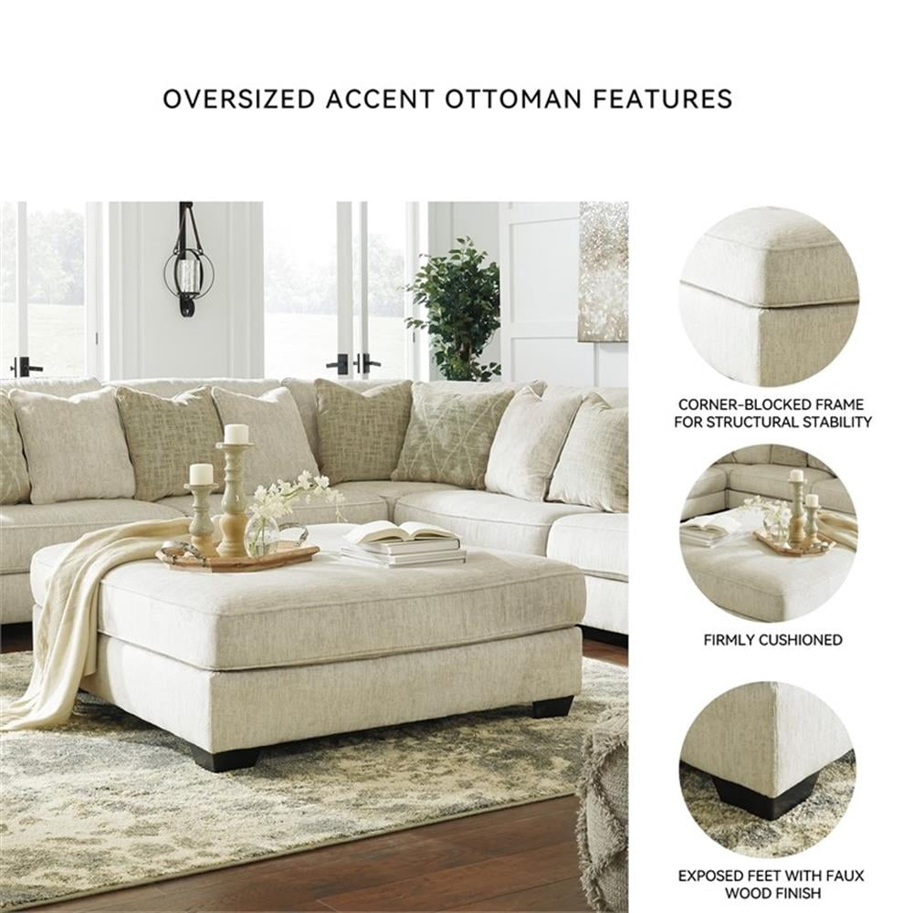 Signature Design by Ashley Rawcliffe Oversized Accent Ottoman in Parchment