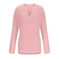 thumbnail image 4 of Lovskoo Sweaters for Women Trendy V-Neck Long Sleeve Top Solid Pocket Sweater Pink, 4 of 6