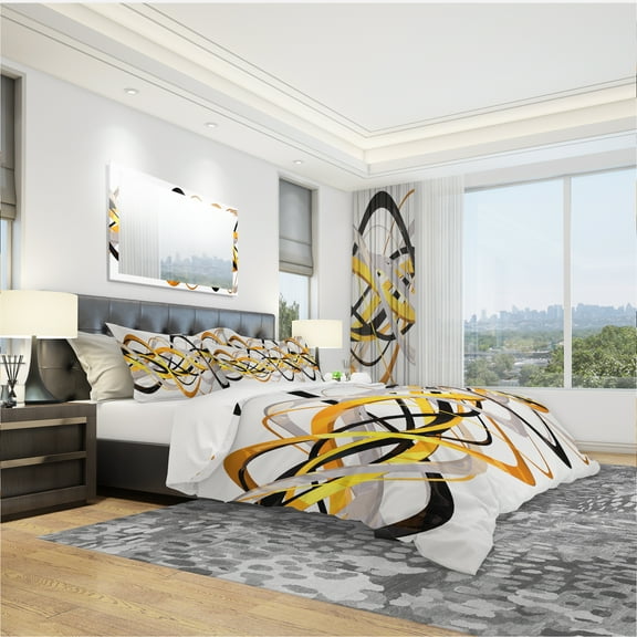 Designart 'Gold and Silver Helix' Modern & Contemporary Duvet Cover Set