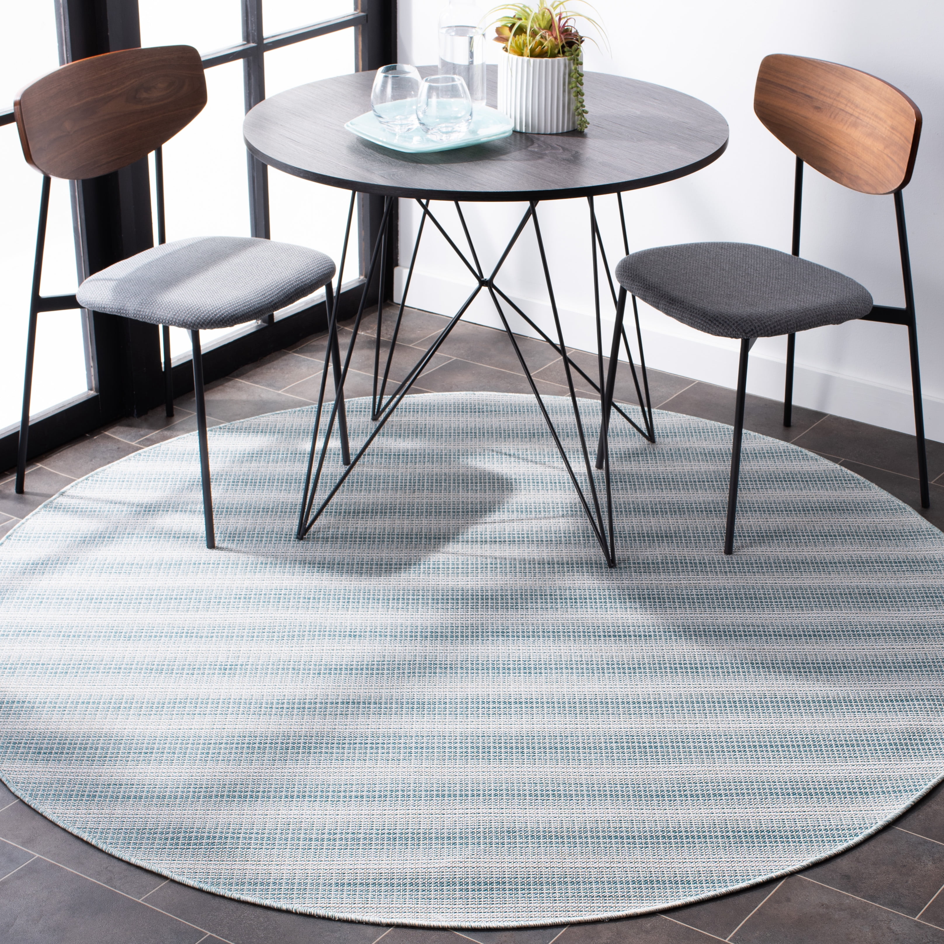 Safavieh Hampton Duana Striped Indoor/Outdoor Area Rug, Aqua Ivory/Multi, 6'5" x 6'5" Round