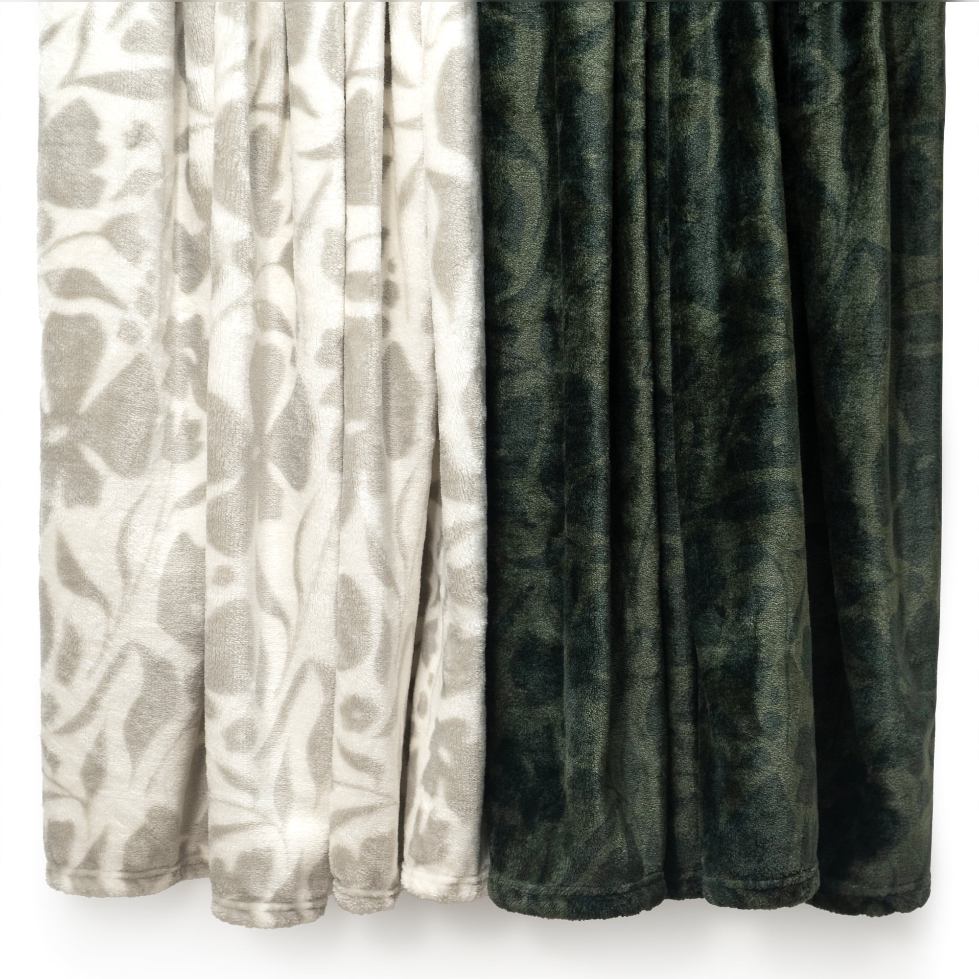 Americanflat Throw Blanket - 50x60 inch Printed Fleece - Floral Design - Lightweight Warmth - White
