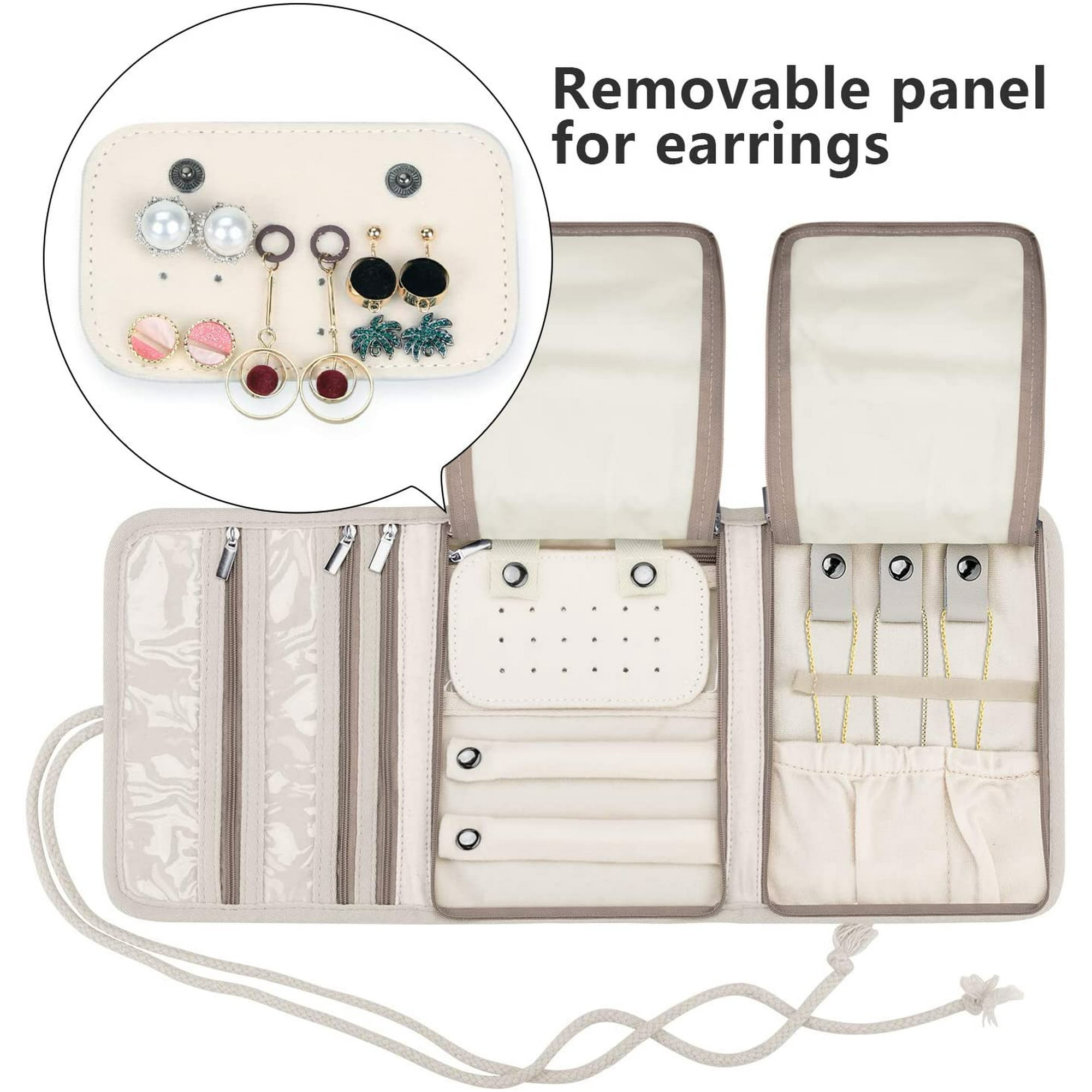 Organisateur De Bijoux De Voyage En Velours - Pochette Fermeture éclair - 22x10x1,5 Cm - Protection Anti-rayures - Idéal Pour Femmes Actives