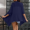thumbnail image 3 of DondPO Women's Cardigans Lightweight Cardigans For Women 3/4 Sleeves Open Front Boho Draped Ruffles Plus Size Knit Cardigan Cardigan Sweaters for Women Beach Shirts for Women Blue M, 3 of 6