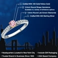thumbnail image 2 of Gem Stone King 925 Silver and 10K Yellow Gold Pink and White Lab Grown Diamond Engagement Ring for Women | 0.36 Cttw | Round 3.5MM | Gemstone April Birthstone | Size 5, 2 of 6