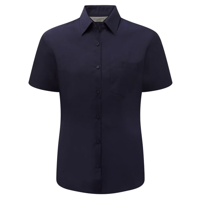 Russell Collection Ladies/Womens Short Sleeve Poly-Cotton Easy Care Poplin Shirt