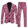 thumbnail image 3 of Mens 3D Digital Printed Suit Set, Light Business Suit Jacket Trousers Set with Lapel, Casual Blazer Suits for Valentines Day, Cobalt Color, 3 of 5