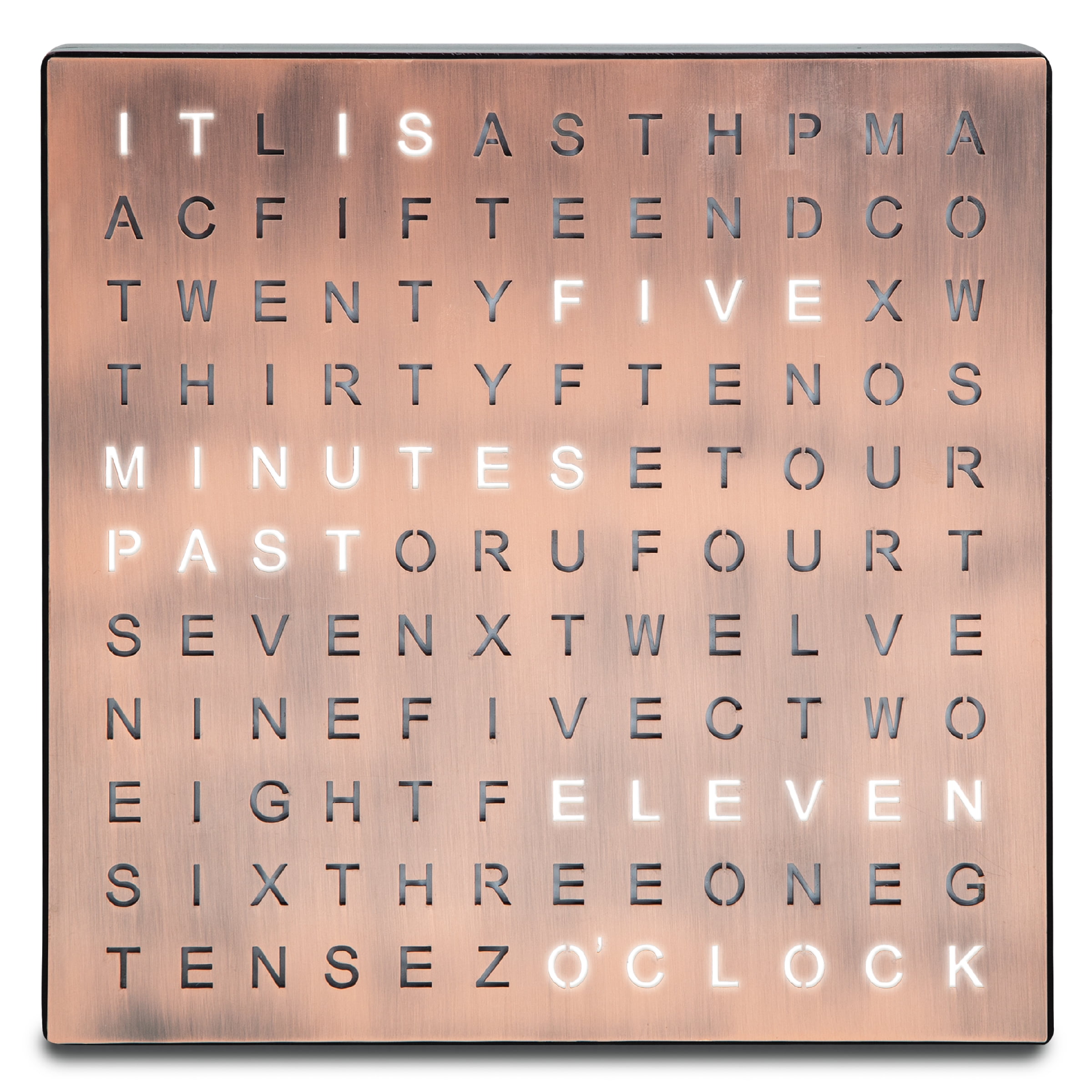 Sharper Image Light Up Electronic Word Clock Copper Finish With Led Light Display Usb Cord And Power Adapter 7 75in Square Face Unique Contemporary Home And Office Decor Walmart Com Walmart Com