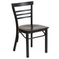 thumbnail image 2 of Emma + Oliver Black Three-Slat Ladder Back Metal Dining Chair - Walnut Wood Seat, 2 of 11