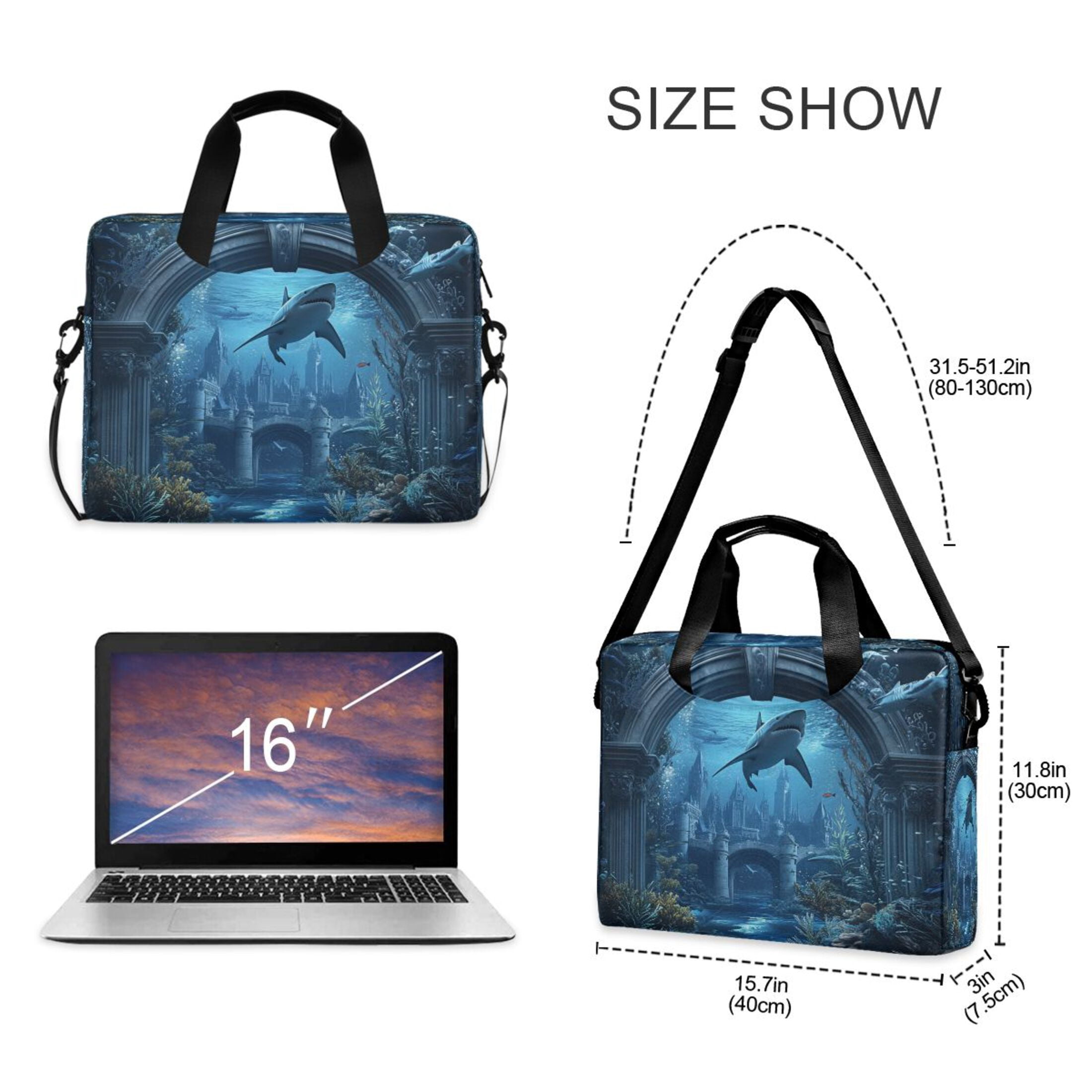 16" Laptop Tote Bag Laptop Sleeve Case Computer Briefcase for Work & Travel Undersea Fantasy World