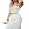thumbnail image 4 of Women Ribbed Knit Sleeveless Camisole Patchwork Spaghetti Strap Crop Tank Top Scoop Neck Solid Cami Vest Grey S, 4 of 8