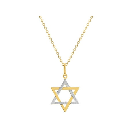 18k Two Tone Cross - 18k Gold Plated Star Of David Jewish Two Tone Necklace Religious Pendant 19