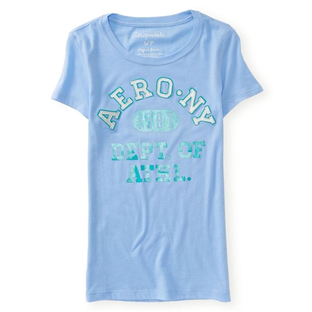 Aeropostale Ny Dept Of Athl - Camiseta adornada para mujer, azul, extragrande Aeropostale Camiseta adornada