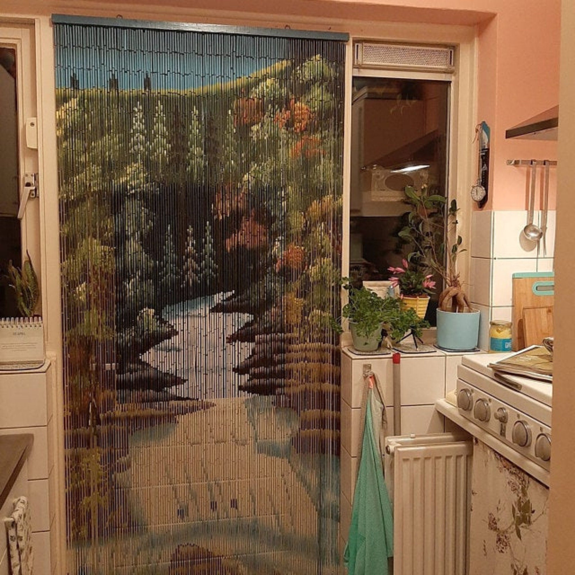 Vauluxe Beaded Curtains, Modern, Green Mountain Stream, 36 x 79 Inches, 4000 Beads 125 Strands