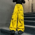 thumbnail image 4 of EnJoCho Girls 𝖸2𝖪 Cargo Jeans Wide Leg Straight Denim Pants Hi𝗉 Ho𝗉 Baggy Bottoms Summer Fall Trendy Distressed Trousers Vintag𝖾 Street Style, 4 of 6
