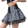 thumbnail image 2 of Women Gothic Pleated Plaid Skirt Lace Up Bandage High Waist Korean Harajuku Y2k Kawaii Sexy Mini A-line Skirts-White-S, 2 of 7