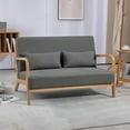 thumbnail image 6 of Leisure Chair with Solid Wood Armrest and Feet, Mid-Century Modern Accent Sofa, for Living Room Bedroom Studio, 2 seat, Dark Gray, 6 of 9