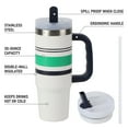 thumbnail image 5 of Ozark Trail 30 oz Stainless Steel Insulated Varsity Tumbler with Handle, White with Green Stripe, 5 of 9
