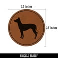 thumbnail image 2 of American Hairless Terrier Dog Solid 2.5" Faux Leather Round Engraved Iron-On Patch - Brown, 2 of 6