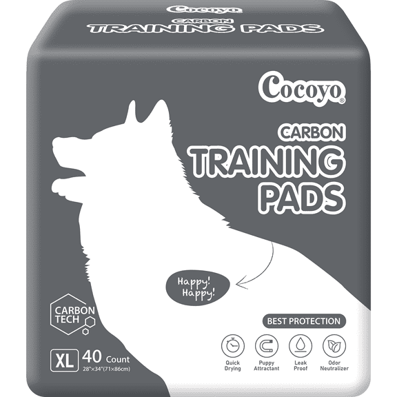 Cocoyo Y21 Puppy Training Pads, Ultra Charcoal Dog Pee Pad (Carbon, XL 28x34 inch, 40ct)