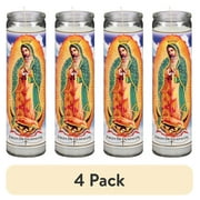 (4 pack) Rosary Guadalupe White Candle
