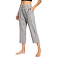 thumbnail image 2 of RQYYD Women's High Waist Button Detail Capri Pants Straight Leg Casual Summer Cropped Trousers with Pockets, 2 of 7