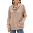 thumbnail image 2 of Sudadera con capucha casual para mujer de manga larga con cordón y bolsillo albaricoque L, 2 of 6