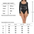 thumbnail image 6 of Women's Long Sleeve Square Neck Bodysuit, Sexy Casual Cute Going Out Top Body Suit, Trendy Spring Summer 2024(Dusty Pink Small Size), 6 of 6