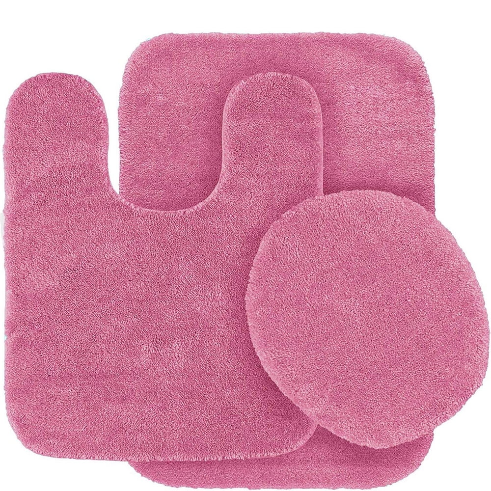 3 Piece Bathroom Rug Set Bath Rug, Contour Mat, & Lid Cover NonSlip