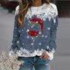 thumbnail image 2 of Suéteres navideños con estampado de copos de nieve, suéteres de cuello redondo y manga larga para mujer, suéteres de copa de vino, suéteres para mujer, 2 of 4