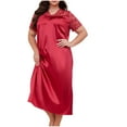 thumbnail image 2 of Royisotas Casual Nightgowns for Women Loose Plus Size Pajamas Short Sleeve Long Solid Color Comfortable Juniors Sleepwear V-Neck, 2 of 5