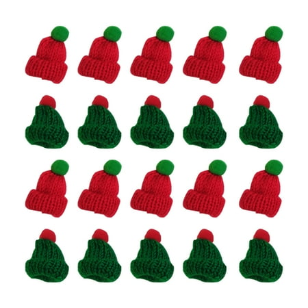 

20pcs Mini Woollen Hat Knitted Santa Hat Handwork Accessories Clothes Decoration
