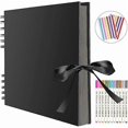 thumbnail image 1 of Photo Album 80 Black Pages Scrapbook Photo Album to Design Yourself 40 Sheets 28 x 20cm Photo Book to Paste DIY, 1 of 5