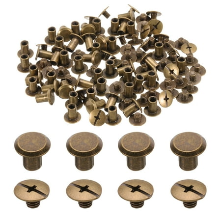 Uxcell 50 Set M5 x 6mm Chicago Screw, Metal Phillips Head Binding Screws Stud Screw Rivets for Leather, Bronze