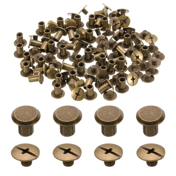 Uxcell 50 Set M5 x 6mm Chicago Screw, Metal Phillips Head Binding Screws Stud Screw Rivets for Leather, Bronze