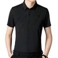 thumbnail image 4 of Camisa de Manga Corta para Hombres Streetwear Camisa de Vestir de Manga Corta para Hombres con Estilo Casual Solapa Tops para Campamento Ocio Diario S XXL Yinane  camisa de rayas, 4 of 8