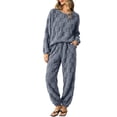 thumbnail image 2 of CAZOFW Womens Pajamas,Flannel Checkered Long Sleeve Top and Pants Set Soft Cozy Sleepwear Free Size, 2 of 8