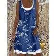 thumbnail image 1 of Women's A-Line Dress Sleeveless Spring Summer Casual Patchwork Print Knee Length Dress Fashion 3D Printing Denim Print DressM Gao Jinjia LED, 1 of 2