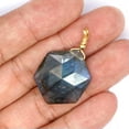 thumbnail image 3 of Natural Crystal Faceted Quartz Flat Hexagonal Pendant Pentagram Chakra Gemstone, 3 of 6