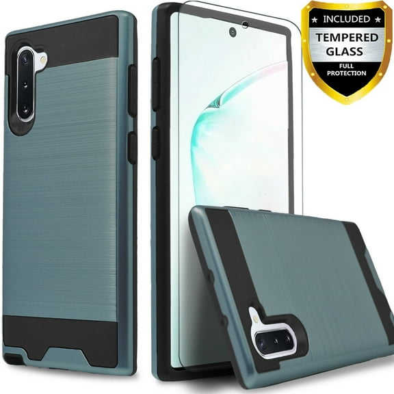 Samsung Galaxy Note 10 Case, 2-Piece Style Hybrid Shockproof Hard Case Cover with [Tempered Glass Screen Protector] Hybird Shockproof And Circlemalls Stylus Pen-Blue