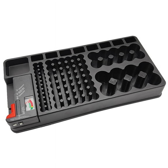 Battery Storage Organizer Holder with Tester Case Box Holders Checker for AAA AA C D 9V