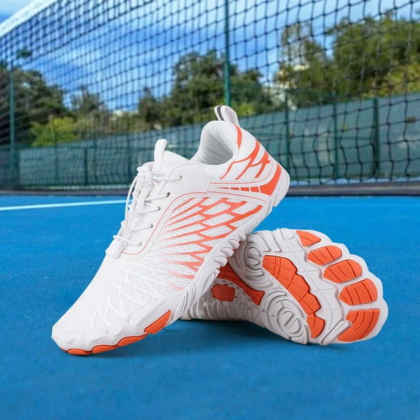 Zapatos Agua unisex no resbalada playa descalza para hombres mujeres (38) naranja blanca