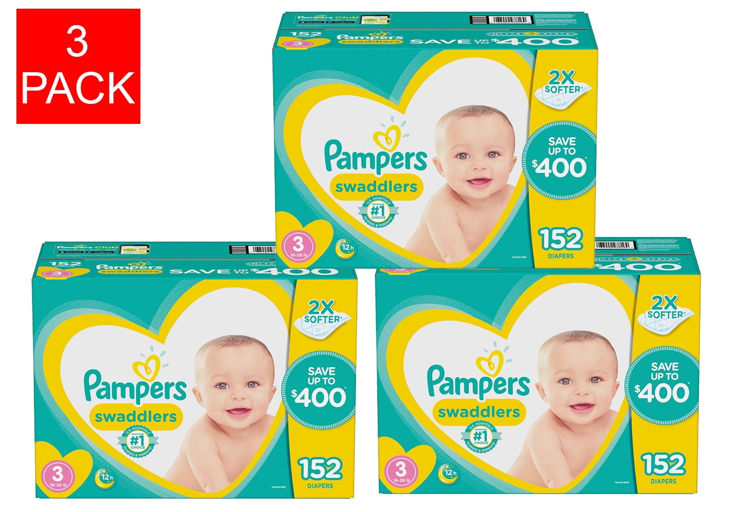 Pampers' Swaddlers Diapers Size 3 456 ct. ( Weight 16 28 lb