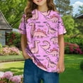 thumbnail image 2 of THDHVS Shirts for Girls,Girls Tops,Kids Dino Print Short Sleeve Tee Cute Summer Top Pink 4-5 Years, 2 of 7
