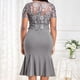 thumbnail image 3 of Women's Floral Lace Dress Round Neck Short Sleeves Bodycon Dress Embroidery Fashion Dress, 3 of 4