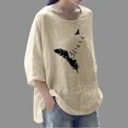 thumbnail image 3 of Tops Para Mujer Salir Tops Casual Moda Impreso Cuello Redondo Suelto Camiseta de Manga 3/4 Jersey Odeerbi ODB148759, 3 of 5