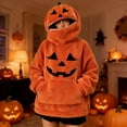 thumbnail image 3 of Junboys Halloween Head Plush Pumpkin Hoodie - Retro Long Sleeve Sweatshirt Costume Cosplay for Men and Women, Comfy Loungewear Funny Shirt & Halloween Gift,Orange S, 3 of 8
